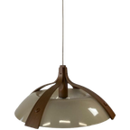 Vintage Hanglamp Met Hout Acccent Temde Leuchten Model 328 thumbnail 1