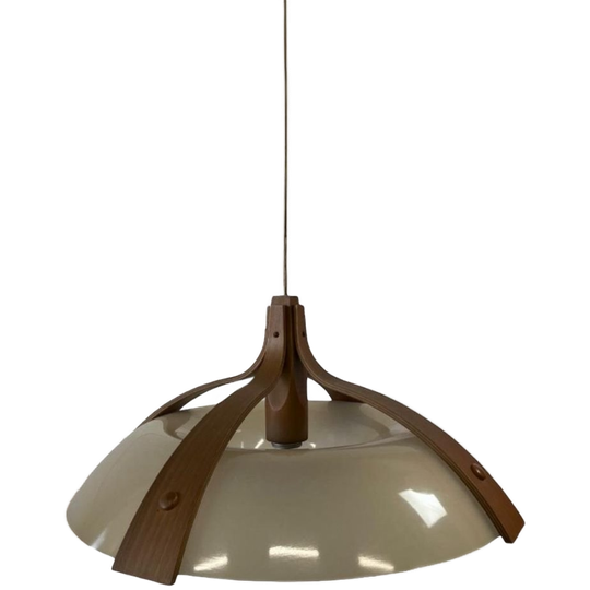 Vintage Hanglamp Met Hout Acccent Temde Leuchten Model 328 1