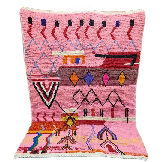 Handgeknoopt Berber Tapijt 260 X 180 Cm – Roze Multicolor Woltapijt 1