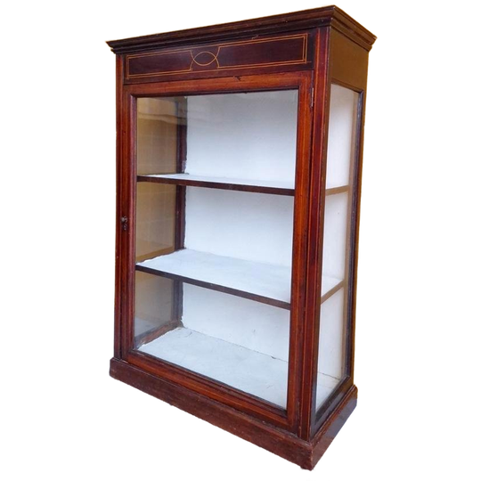 Vintage Mahoniehouten Vitrinekastje, Kastje Met Glas Deurtje 1