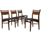 4x Vintage Eetkamerstoel Teak, 1960s Nieuw Bekleed thumbnail 1
