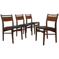 4x Vintage Eetkamerstoel Teak, 1960s Nieuw Bekleed