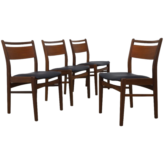 4x Vintage Eetkamerstoel Teak, 1960s Nieuw Bekleed 1