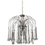 Vintage Murano Teardrop Lamp Met Frosted Flowers Chroom Hollywood Regency thumbnail 1