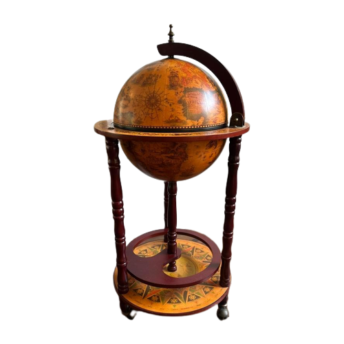 Wereldbol Globe Bar - Wijnrek - 33 Cm - Bruin - Vespucci