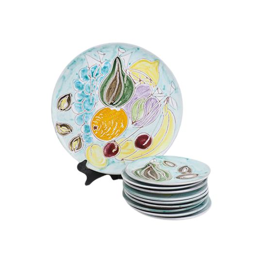 Vintage Dessert Serveerset Fruit Decor Jaren 50 1