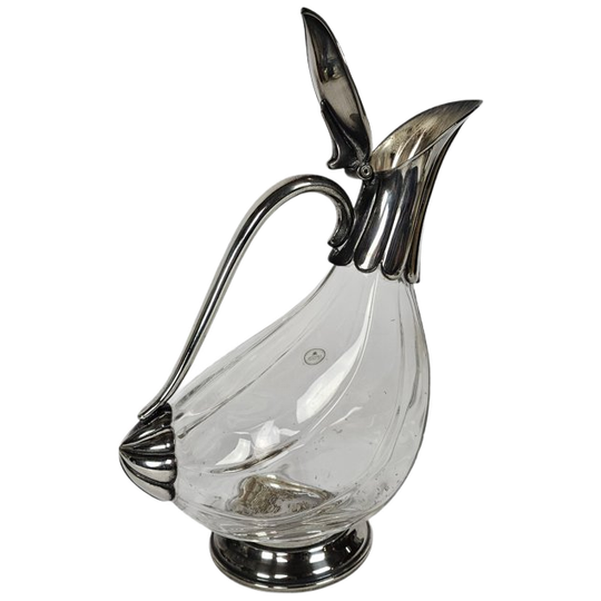 Karaf - Verzilverd - Kristal - Italie - 3e Kwart 20e Eeuw 1