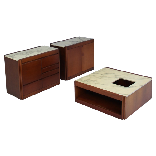 Model 4D Cabinet Set And Coffee Table By Angelo Mangiarotti For Molteni, 1960S