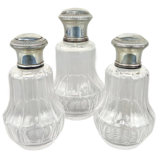 Antieke Parfumset Glas & Zilver 1