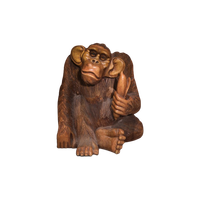 Xl Handcrafted Wooden Sculpture A Monkey Who Likes Banana