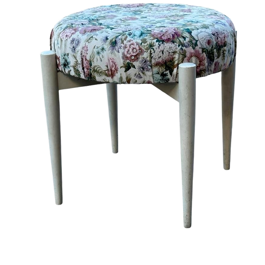 Vintage Krukje Jaren 60 Bloemenmotief Ottoman 1