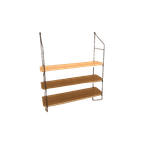 Wandrek Met Stalen Houders En Lichte Formica Legplanken, Wandsysteem thumbnail 1