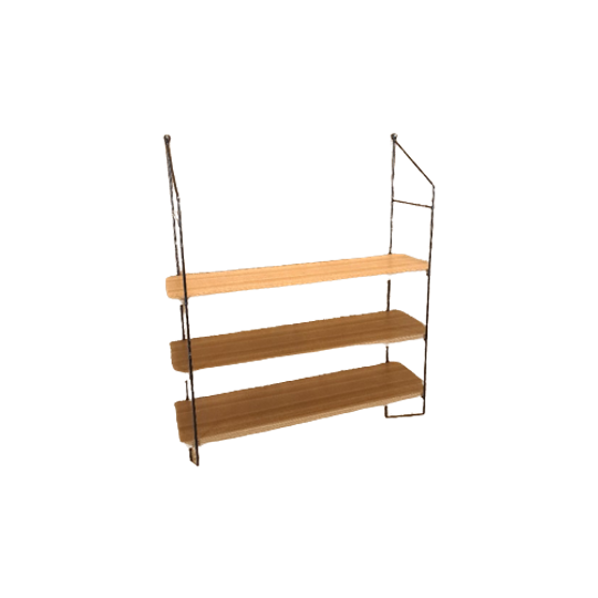Wandrek Met Stalen Houders En Lichte Formica Legplanken, Wandsysteem 1