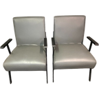 Twee Mooie Grijs Leren Lounge  Fauteuils thumbnail 1