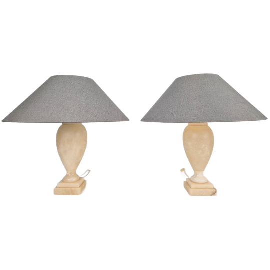 Set 2 Vintage Albast Tafellamp Marmer Lamp ‘60 Spain Design 1