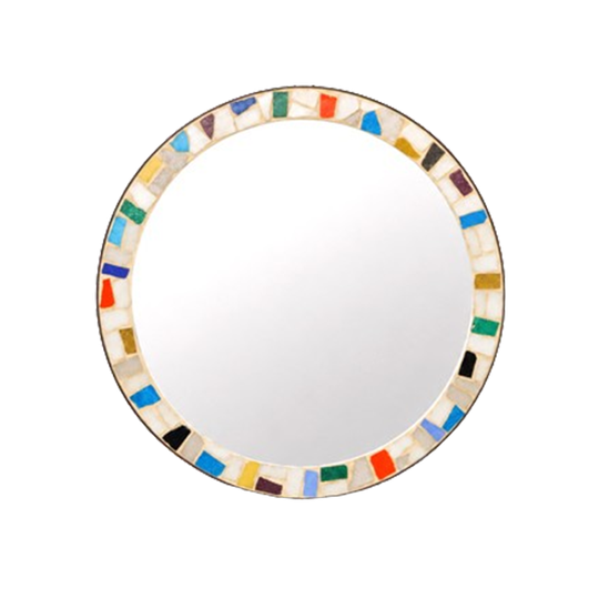 Vintage Ronde Mozaïek Wandspiegel Gekleurd, 1960s 1