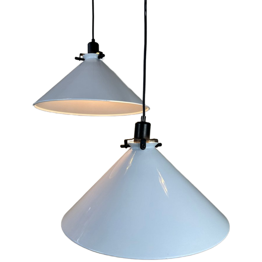2x Vintage Witte Metalen Hanglampen – 1980’s 1
