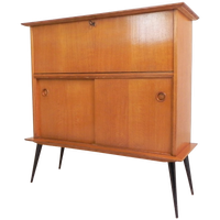 Secretaire Met Schuifdeuren Op Ranke Poten, Jaren 50