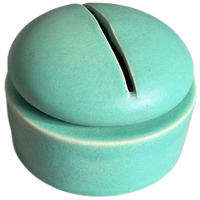 Unieke Vintage Mobach Turquoise Keramiek Dekselpot / Dekseldoos