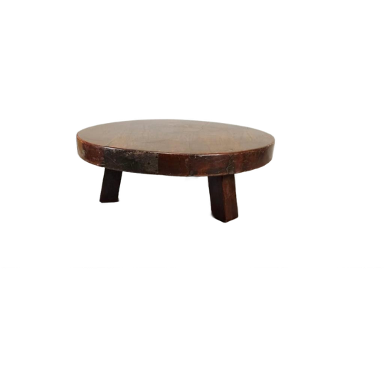 Vintage Massief Wabi Sabi Brutalist Salontafel, Rond 1