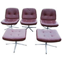 Vintage Fauteuils (3) Met Hocker (2)