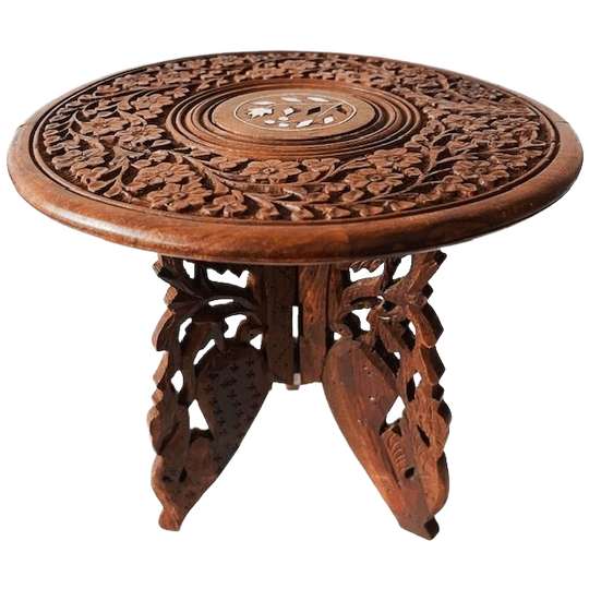 Vintage Oosters Plantentafeltje Houtsnijwerk Bohemien 1