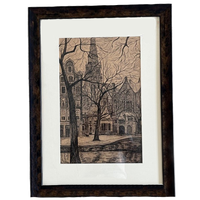 Ets J. De Burger. Oude Kerk Amsterdam