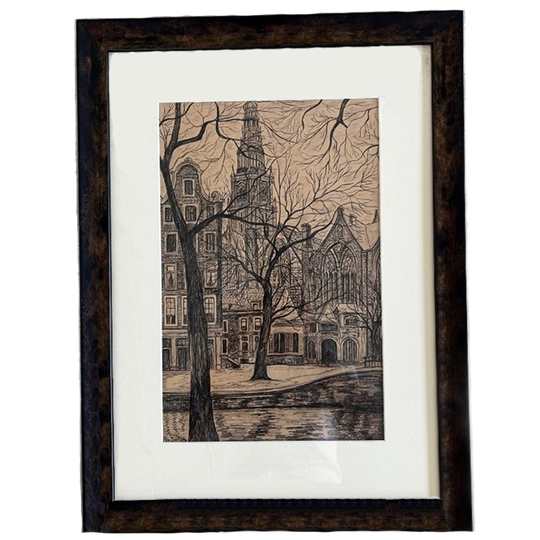 Ets J. De Burger. Oude Kerk Amsterdam 1