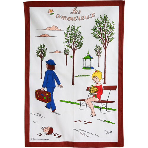 Vintage Keukenhanddoek "Les Amoureux" Van Peynet