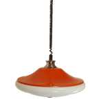 Vintage Space Age Ufo Pullout Hanglamp, Oranje En Wit thumbnail 1