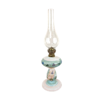 Antieke Handbeschilderde Opaline Olielamp