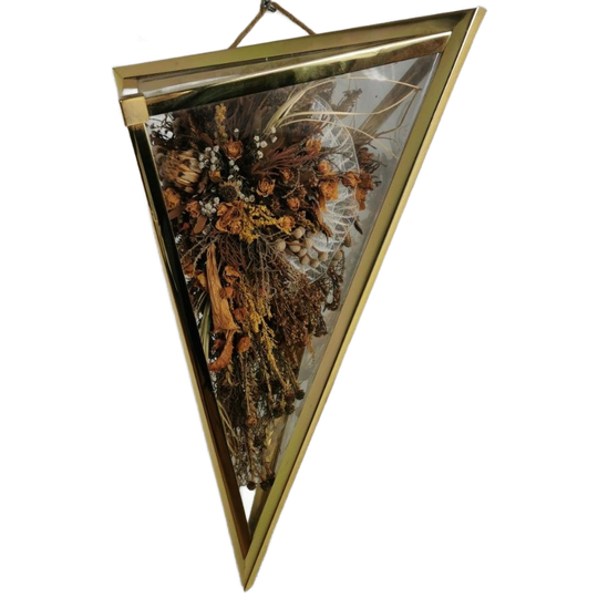 Vintage Messing Vitrine, Boeket Houder, Wanddecoratie. 1