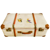 Vintage Hutkoffer Brocante Beige Leder Xl