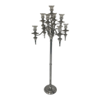 Xxl Candelabra - Floormodel - Holds 9 Candles - Chromed Metal And Glass Tops - 150Cm Tall! thumbnail 1