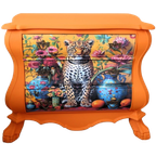 Grote Oranje Buikkast Met Panter, Eclectisch thumbnail 1