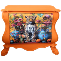 Grote Oranje Buikkast Met Panter, Eclectisch