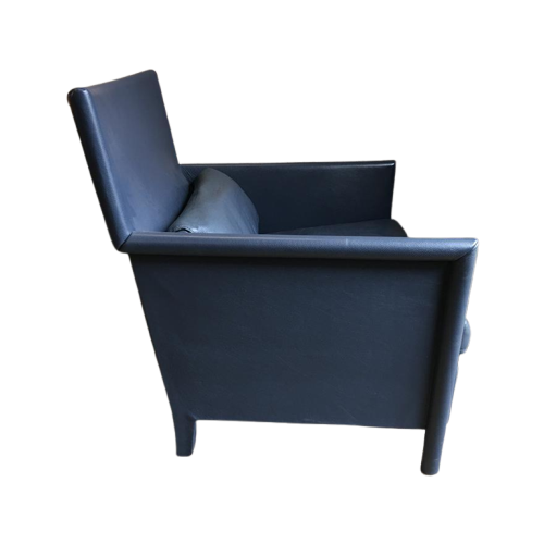 Molteni En C Italy Blauw Leren Design Fauteuil