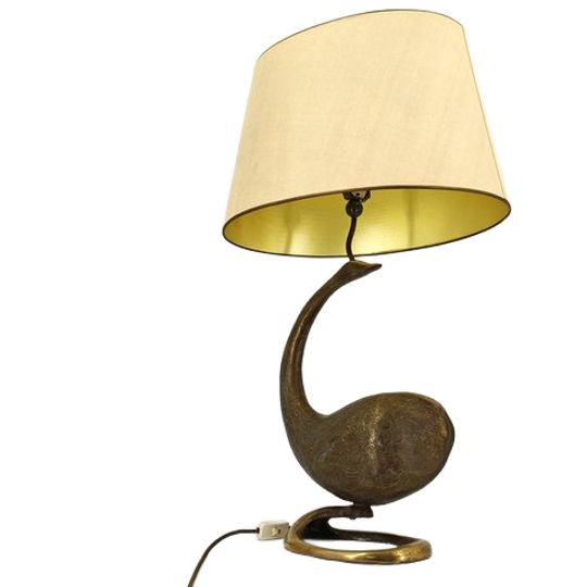 Large Brass Swan Table Lamp, 1960s 1