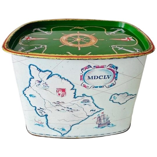 Vintage Xl Cote D’or Blik Landkaart Winkelblik Blauw Groen 1950’s 1