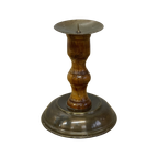 Hout & Koperen Kandelaar Brocante thumbnail 1