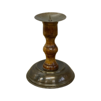 Hout & Koperen Kandelaar Brocante