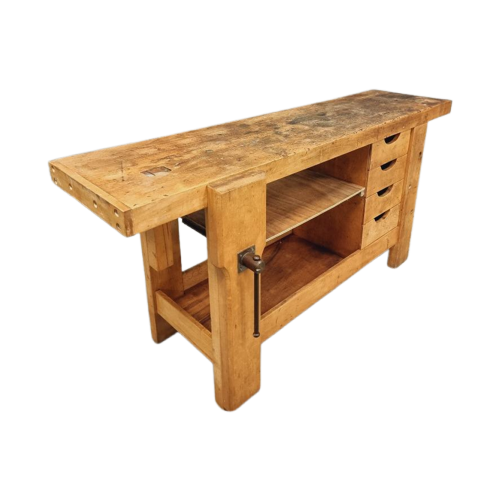 Oude Werkbank Sidetable Badkamermeubel Beukenhout 45X175 Cm