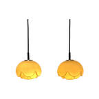 Pair Of Two Frosted Glass Artichoke Pendant Lights By Peill And Putzler 1970 thumbnail 1