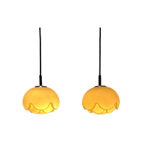 Pair Of Two Frosted Glass Artichoke Pendant Lights By Peill And Putzler 1970