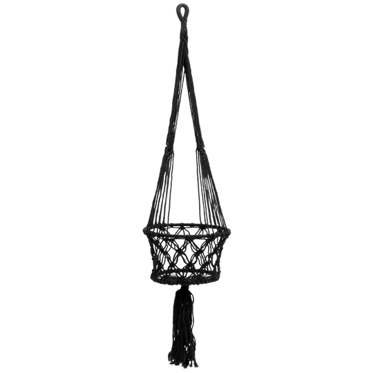 Bazar Bizar | De Macramé Planthanger - Zwart - M 1