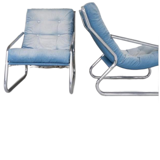 Per Stuk - Vintage Buisframe Fauteuils Opnieuw Bekleed 1