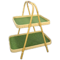 Rotan Dubbele Dienblad Met Groen Blad