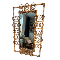 Vintage Boho Rotan Spiegel Italiaans Design