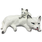 Liggende Poes Met Kitten Porselein 50's thumbnail 1