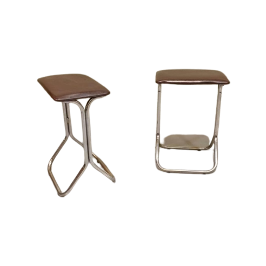 Set Van 2 Vintage Chrome En Vinyl Kruks Krukjes 1